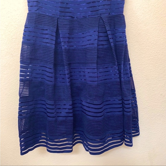 Torrid Illusion Navy Blue Striped Mesh Skater Fit & Flare Dress Plus size 20 - Picture 7 of 8